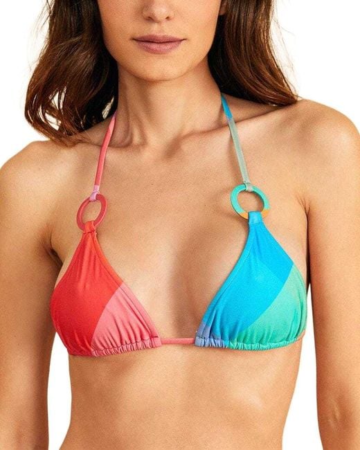 Farm Rio Blue Painted Birds Plaid Tie Side Bikini Bottom