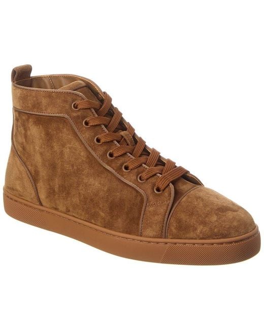 Christian Louboutin Louis Suede High-Top Sneaker in Brown for Men