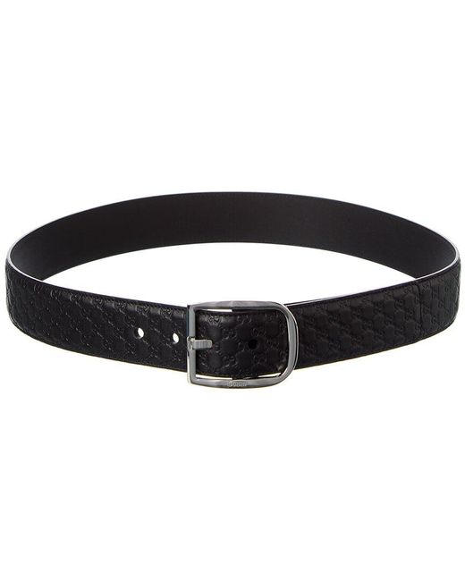 Gucci Black Micro GG Leather Belt for men