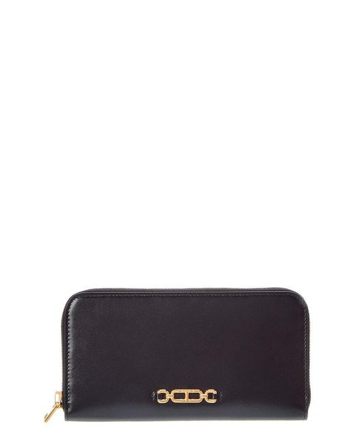Tom Ford Blue Palmellato Leather Zip Around Wallet
