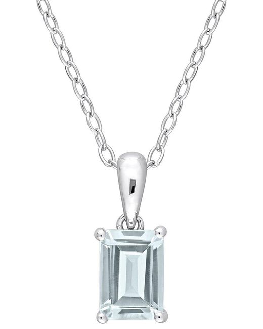 Rina Limor Metallic Silver 0.95 Ct. Tw. Aquamarine Solitaire Pendant Necklace