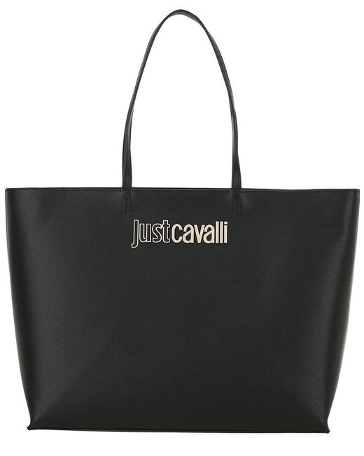 Just Cavalli Black Logo Small Tote