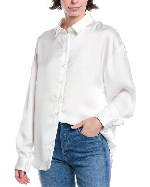 Bardot White Luana Oversized Satin Shirt