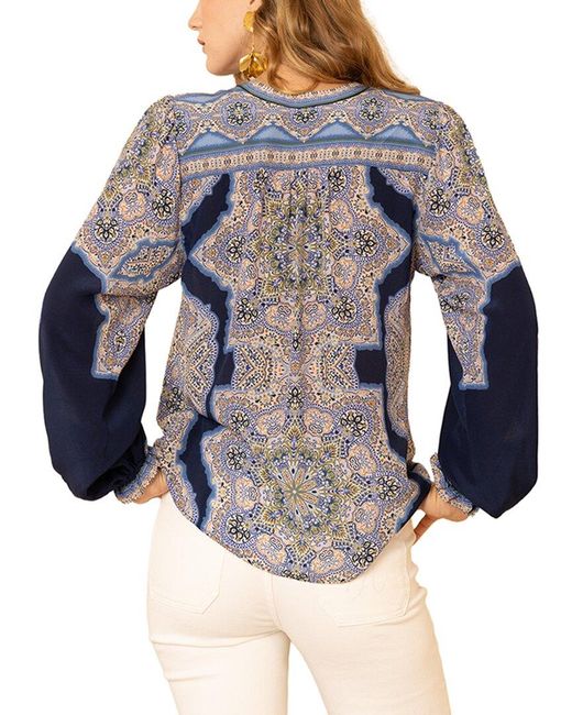 Hale Bob Blue Layne Silk Top