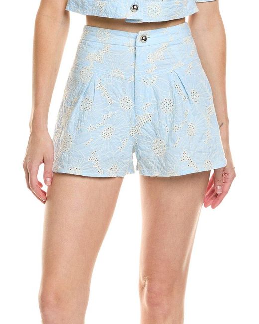 To My Lovers Blue Embroidered Short