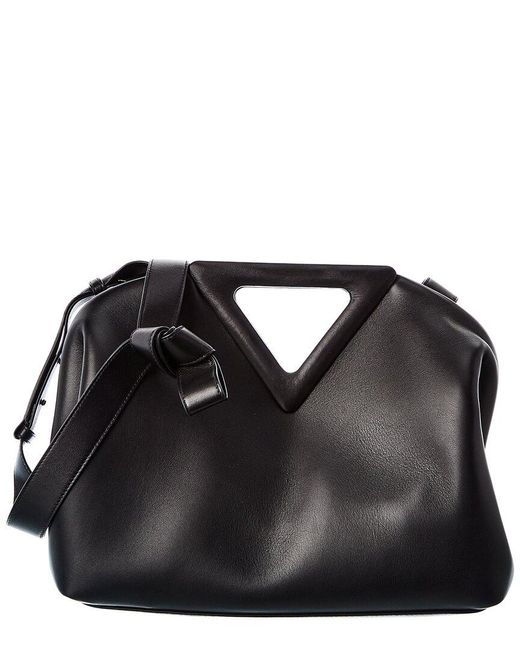 Bottega Veneta The Triangle Leather Shoulder Bag in Black | Lyst