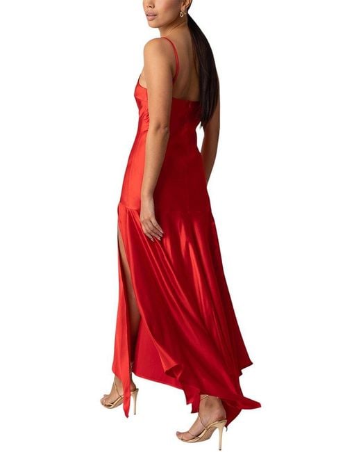 Line & Dot Red Reseda Maxi Dress