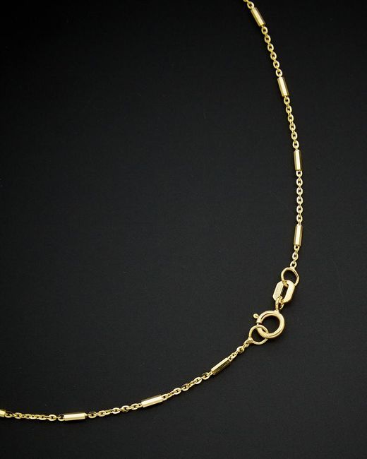 Italian Gold Black 14k Rolo Link Tube Station Anklet