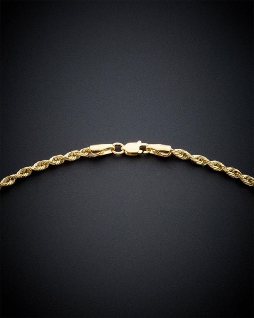 Italian Gold Black 14k Rope Chain Necklace for men
