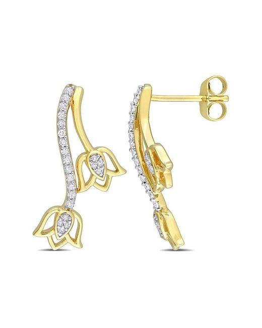 Rina Limor Metallic 10k 0.19 Ct. Tw. Diamond Floral Studs