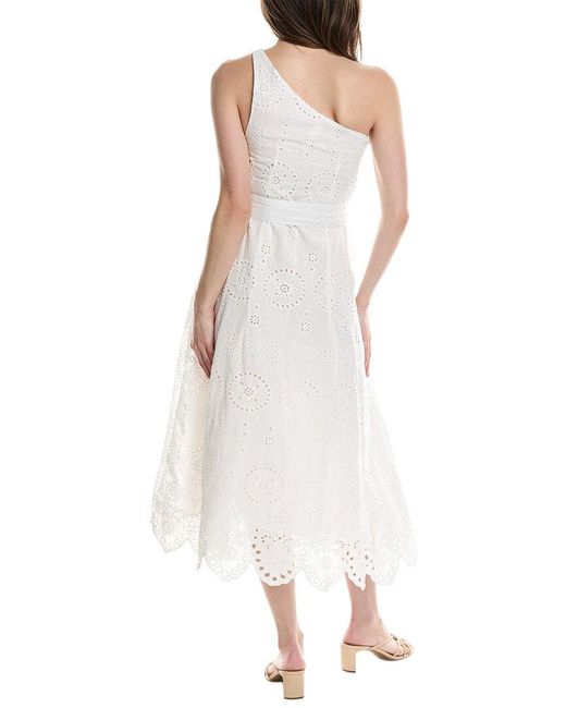 7021 White Eyelet Midi Dress