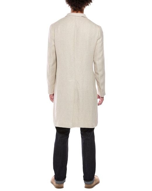 Isaia Natural Ross Linen Overcoat for men