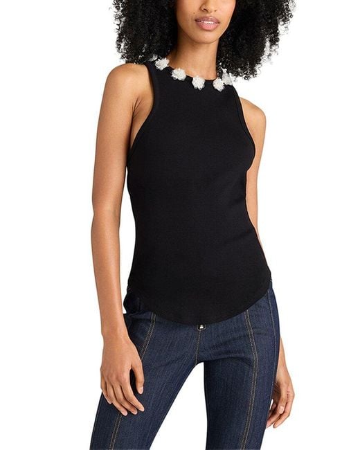 Cinq À Sept Black Sequin Dot Lizzie Tank