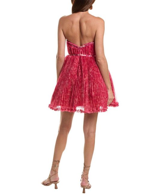 Hutch Red Lenzy Pleated Tulle Mini Dress