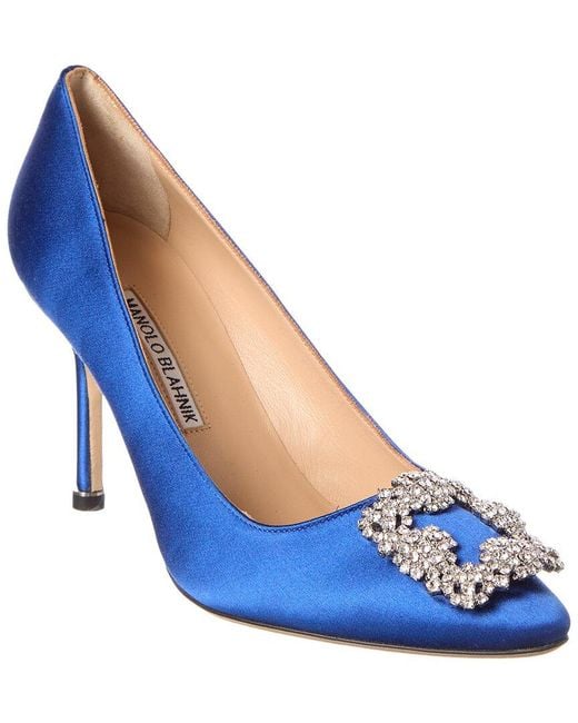 Manolo Blahnik Blue Hangisi 90 Satin Pump
