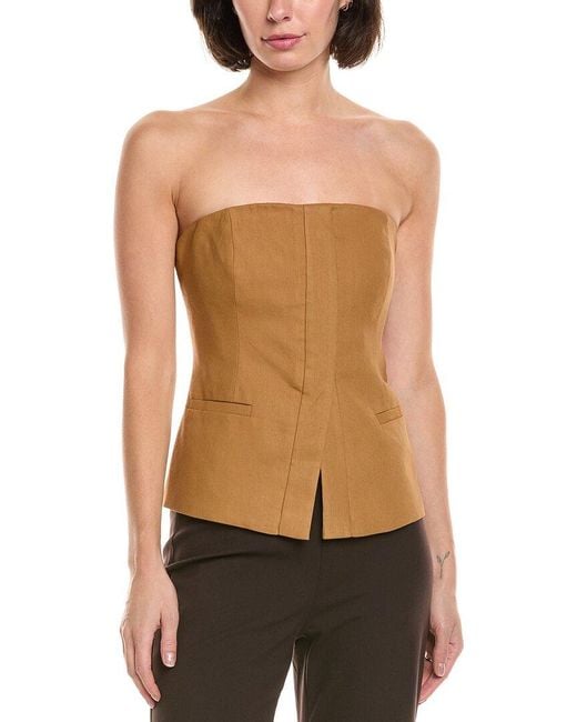 A.L.C. Black Renee Linen-blend Bustier Top