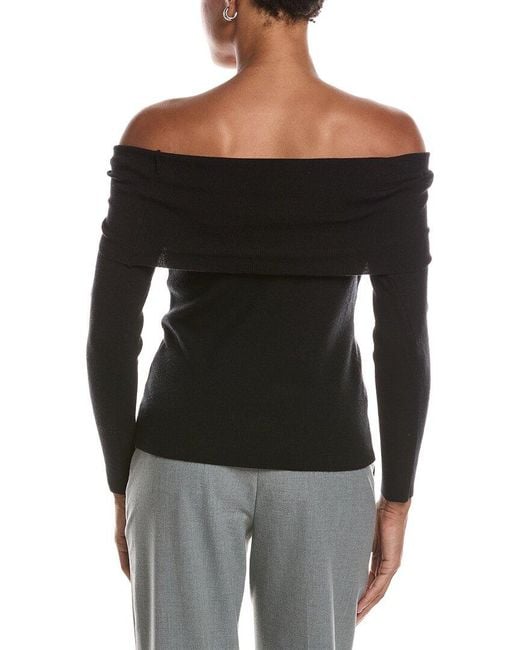 Joseph A Black Off The Shoulder Embellished Pullover