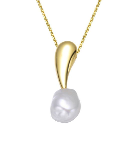 Rachel Glauber Metallic 14k Over Silver Pearl Pendant Necklace