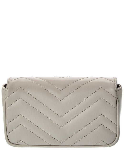 Gucci Gray Gg Marmont Super Mini Matelasse Leather Shoulder Bag