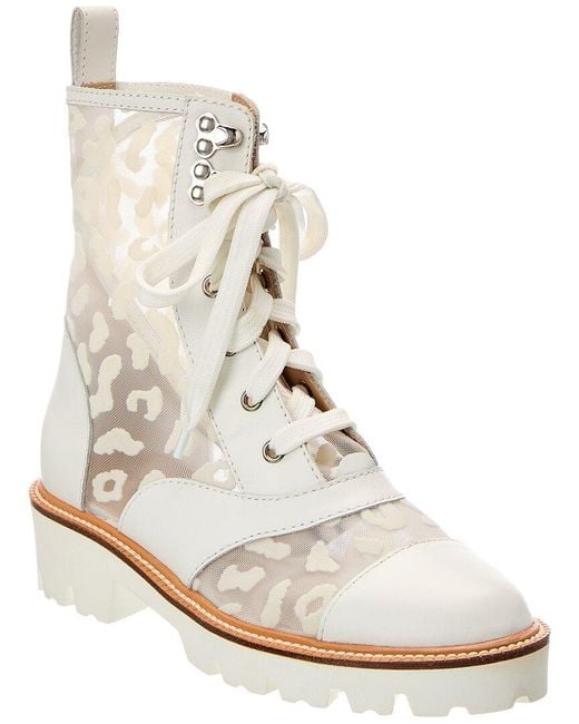 Baldinini White Leather & Mesh Ankle Boot