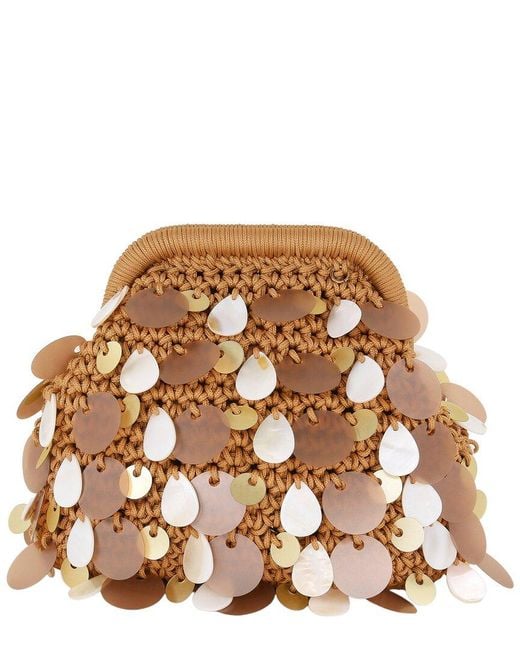 Badgley Mischka Brown Jewel Marigold Macrame Pouch