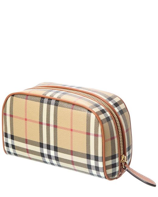 Burberry Natural Check E-Canvas & Leather Cosmetic Case