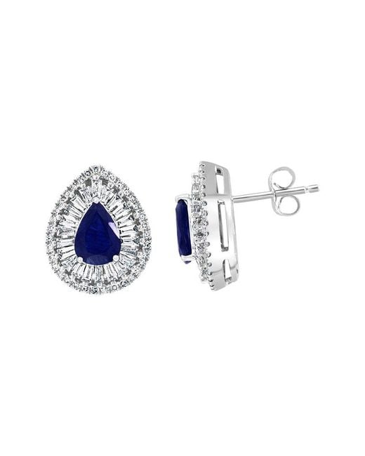 Effy Fine Jewelry Blue 14K 2.06 Ct. Tw. Diamond & Sapphire Earrings
