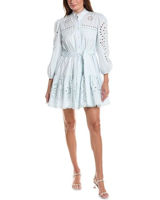 Avec Les Filles Blue Broderie Anglaise Shirtdress