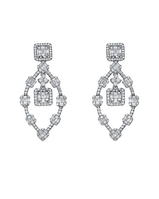 Rachel Glauber Metallic Silver Cz Drop Earrings