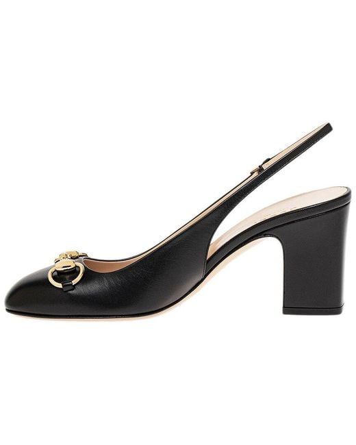 Gucci Black Horsebit Leather Slingback Pump