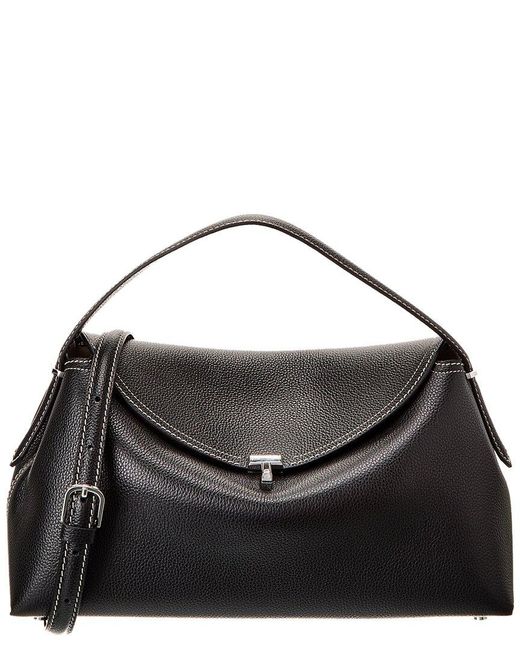 Totême  Black T-lock Top Handle Leather Satchel