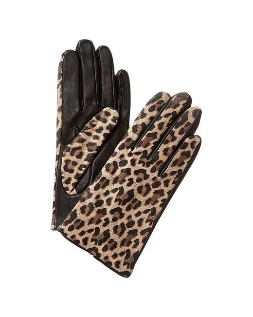 Lord & Taylor Black Silk-Lined Leather Gloves