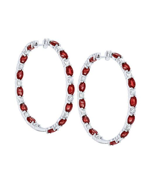 Diana M Multicolor Fine Jewelry 18k 3.16 Ct. Tw. Diamond & Ruby Earrings