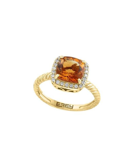 Effy Fine Jewelry Metallic 14K 2.13 Ct. Tw. Diamond & Citrine Ring