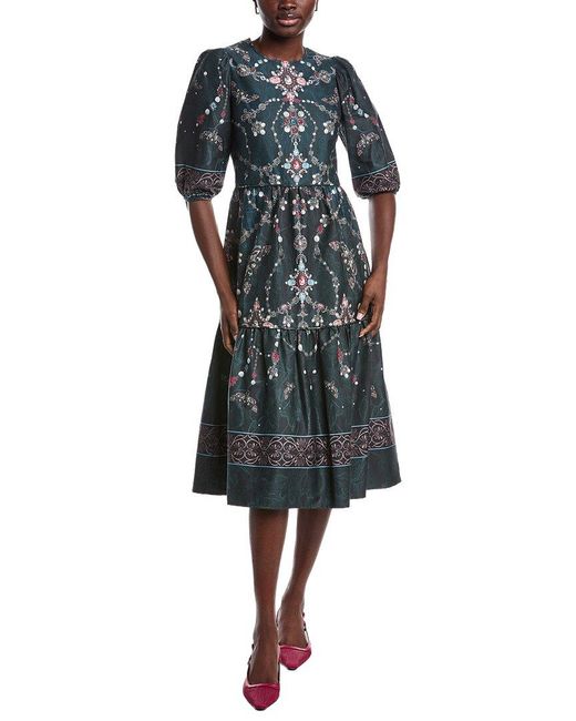 Marchesa Black Midi A-Line Dress