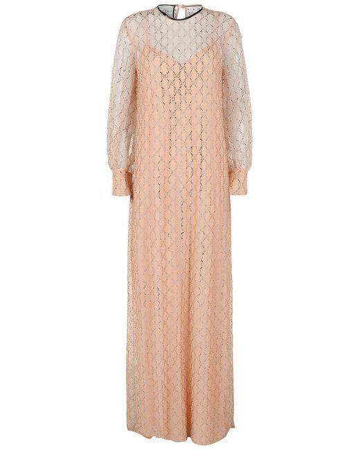 Gucci Natural Crystal-Embellished Maxi Dress