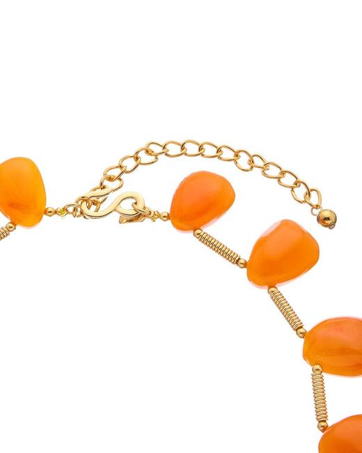 Kenneth Jay Lane Orange Plated Beaded Necklace
