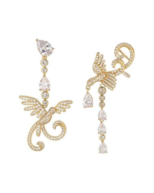Eye Candy LA Metallic Cz Mix & Match Birds Drop Earrings