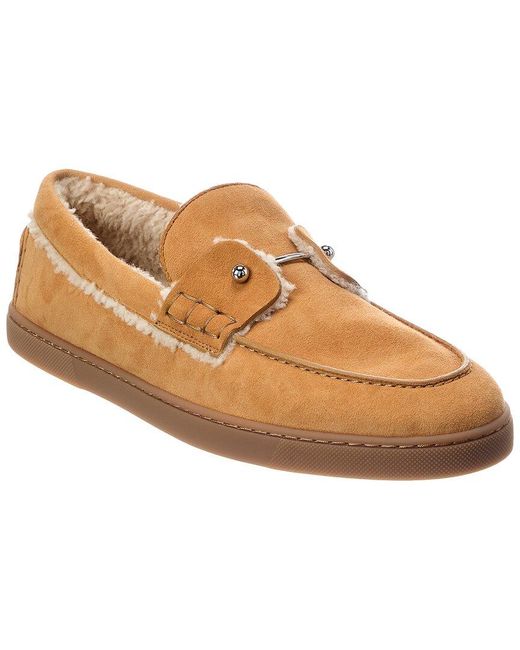 Christian Louboutin Brown Chambeliboat Suede Boat Shoe for men