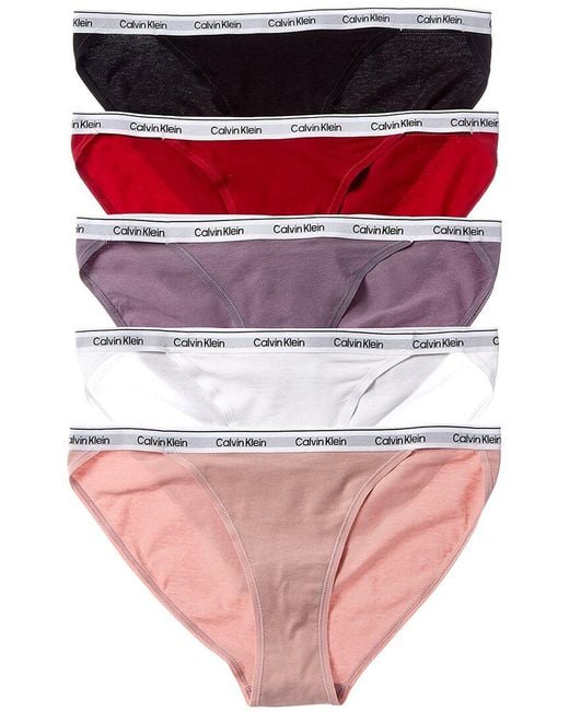 Calvin Klein Red 5Pk Modern Logo String Bikini