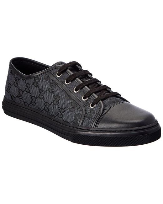 Black GG Supreme canvas and leather trainers