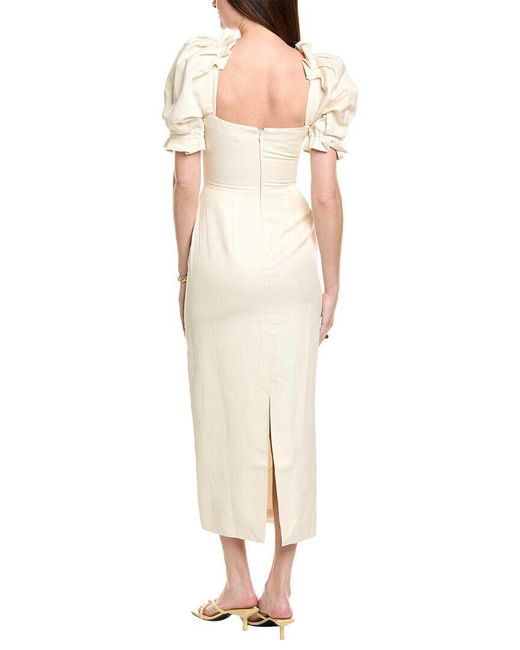 Saloni Natural Linen & Silk-Blend Maxi Dress