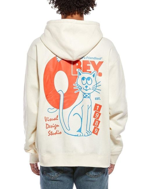 Obey White Graphic Hoodie for men