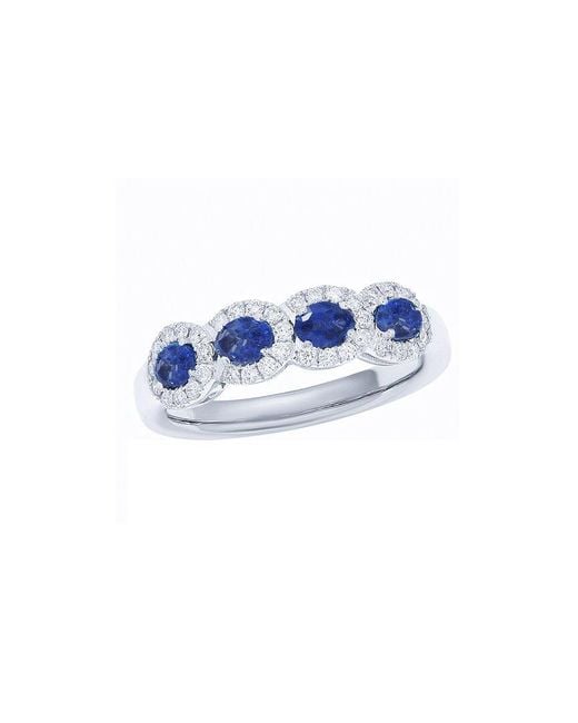 Diana M Blue Fine Jewelry 18k 1.17 Ct. Tw. Diamond & Sapphire Half-eternity Ring