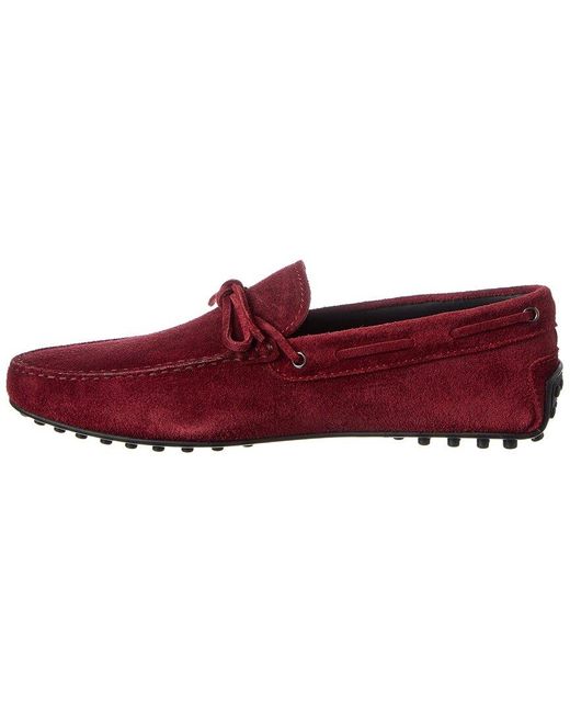 Tod's Red City Gommino Suede Loafers for men