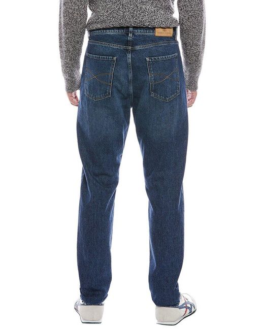 Brunello Cucinelli Blue Medium Wash Iconic Fit Jean for men