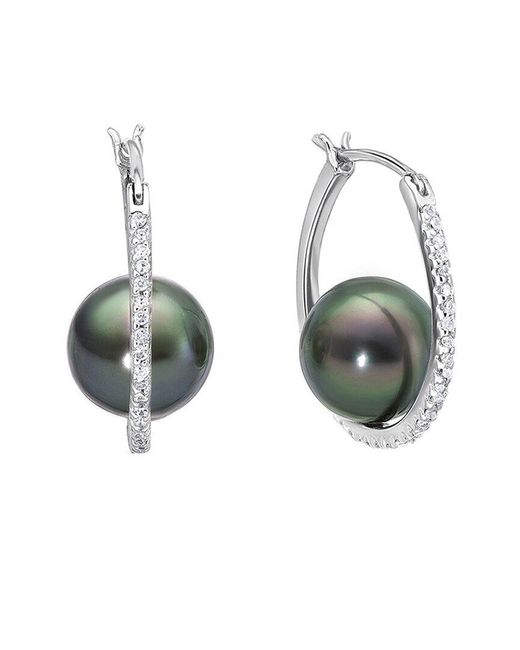 Belpearl Multicolor Silver 9mm Tahitian Pearl Earrings