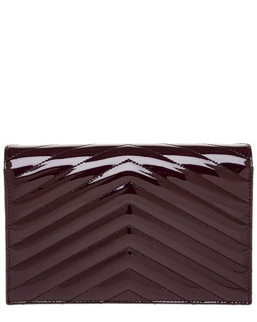Saint Laurent Purple Cassandre Envelope Patent Wallet On Chain