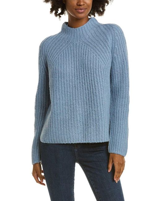 Vince Blue Chunky Shaker Rib Wool & Alpaca-blend Sweater