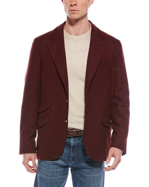 Brunello Cucinelli Purple Wool, Silk, & Cashmere-Blend Jacket for men